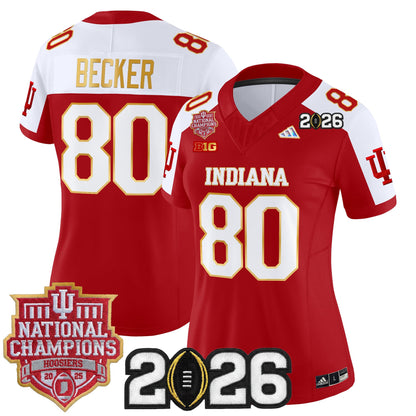 Women's Indiana Hoosiers 2025 National Champions & 2026 CFP Final Patch Gold Trim Vapor Limited Jersey - All Stitched