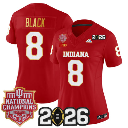 Women's Indiana Hoosiers 2025 National Champions & 2026 CFP Final Patch Gold Trim Vapor Limited Jersey - All Stitched