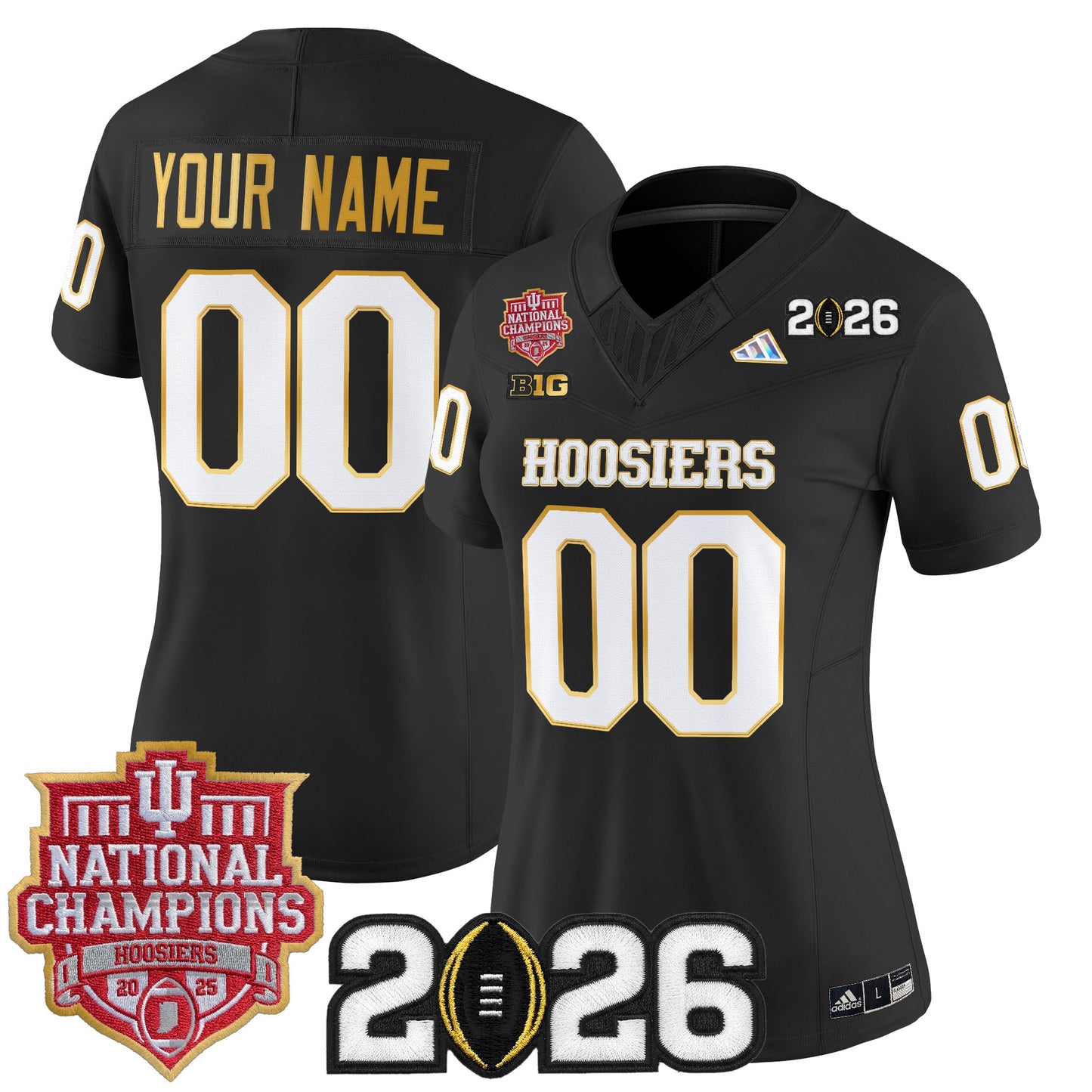 Indiana Hoosiers 2025 National Champions & 2026 CFP Final Patch Gold Trim Vapor Limited Custom Jersey - All Stitched