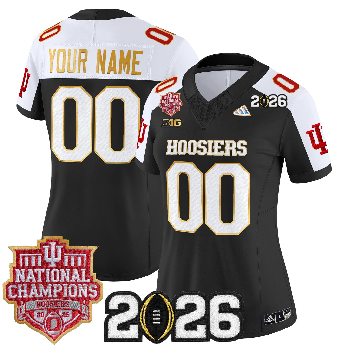 Indiana Hoosiers 2025 National Champions & 2026 CFP Final Patch Gold Trim Vapor Limited Custom Jersey - All Stitched