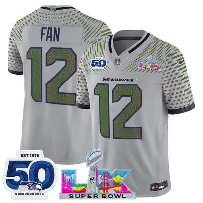 Men's Seattle Seahawks "Super Bowl LX & 50th Patch" Vapor Limited Jersey - All Stitched