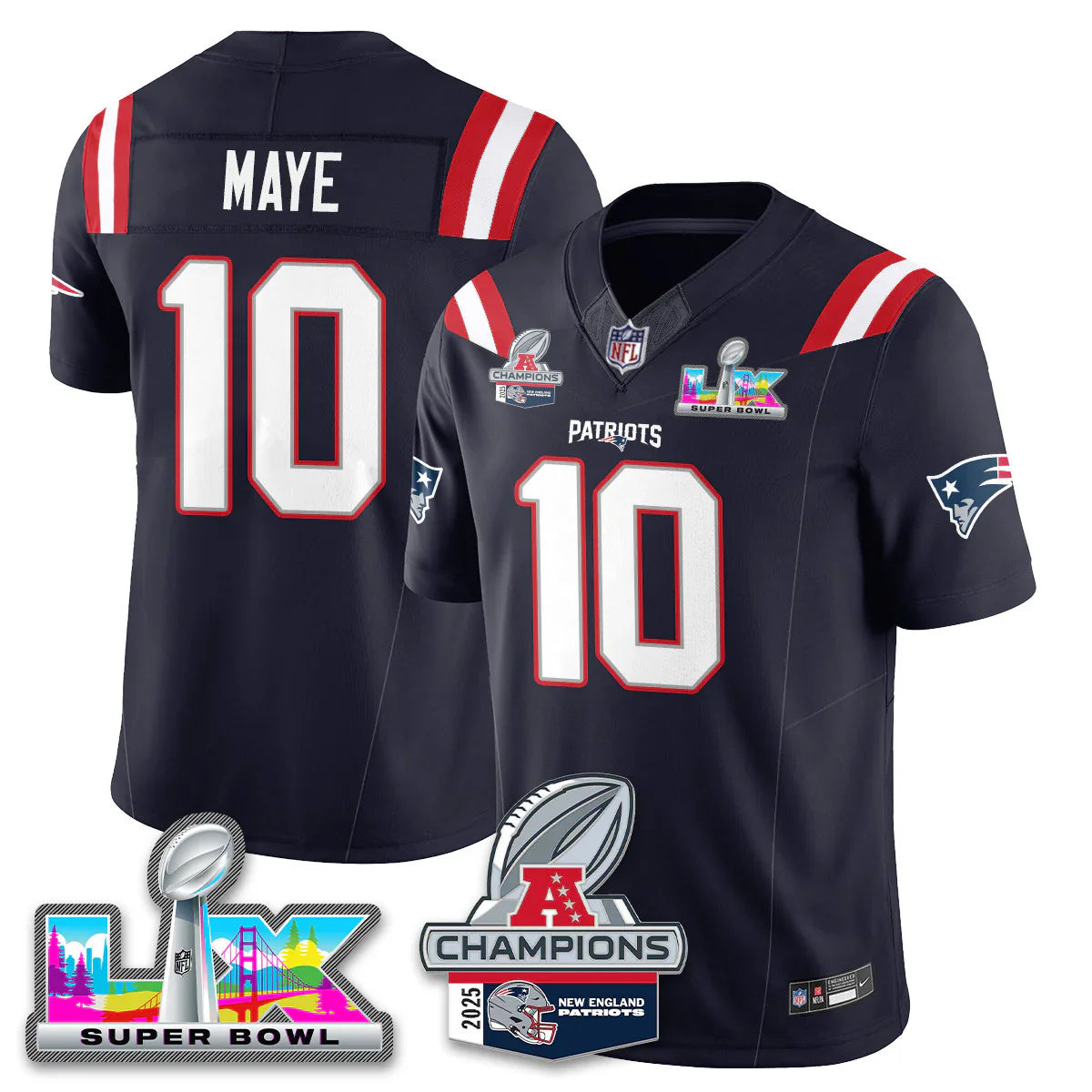 NE 2025 Vapor Jersey - AFC Champions Limited Patch - All Stitched