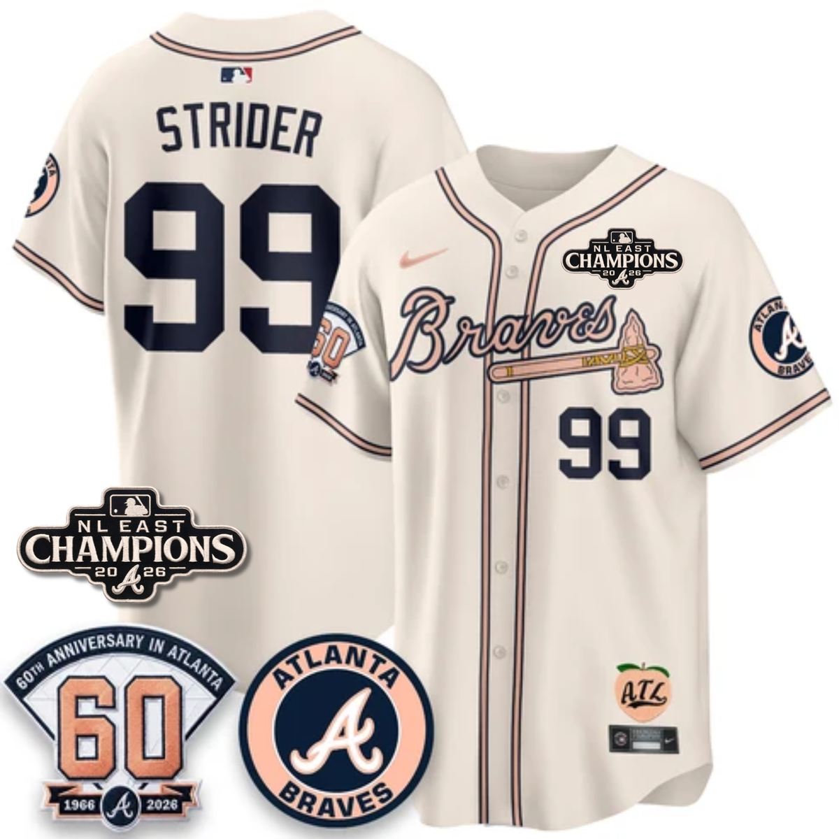 ATL 2026 NL East Champs Peach Edition - Stitched