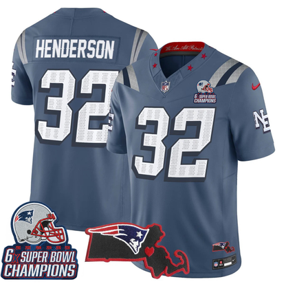 NE 6-Time Champions & Massachusetts Patch Vapor Limited Jersey V3- All Stitched