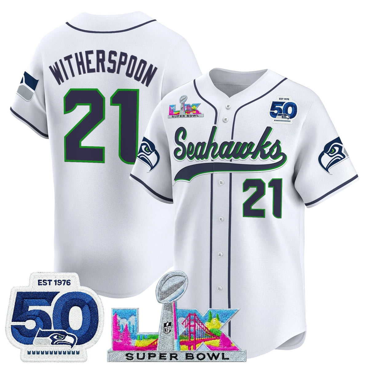 SEA Super Bowl LX Vapor Baseball Neon Green Jersey - Stitched