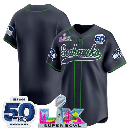 SEA Super Bowl LX Vapor Baseball Neon Green Jersey - Stitched