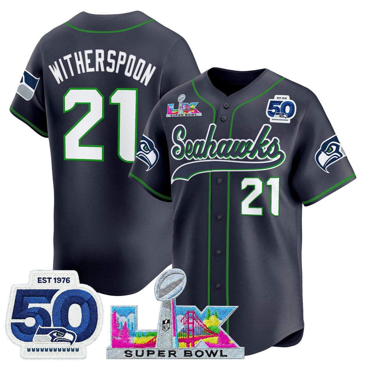 SEA Super Bowl LX Vapor Baseball Neon Green Jersey - Stitched