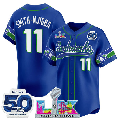 SEA Super Bowl LX Vapor Baseball Neon Green Jersey - Stitched