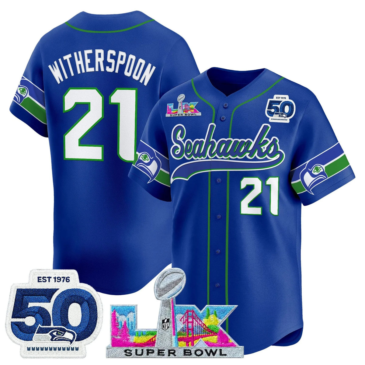 SEA Super Bowl LX Vapor Baseball Neon Green Jersey - Stitched