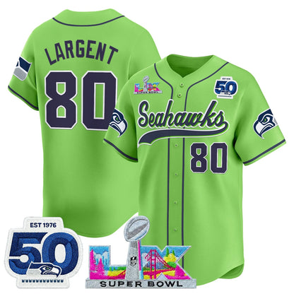 SEA Super Bowl LX Vapor Baseball Neon Green Jersey - Stitched