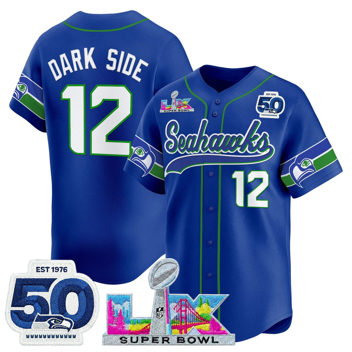 SEA Super Bowl LX Vapor Baseball Neon Green Jersey - Stitched