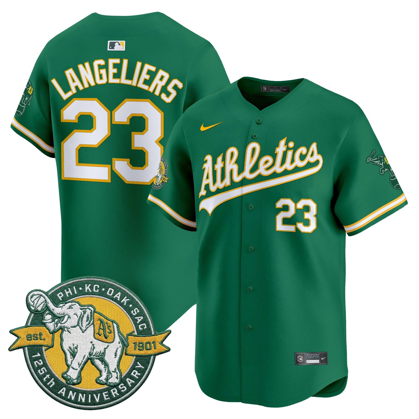 Men's Oakland Athletics 125th Anniversary Patch Vapor Premier Limited Jersey - All Stitched