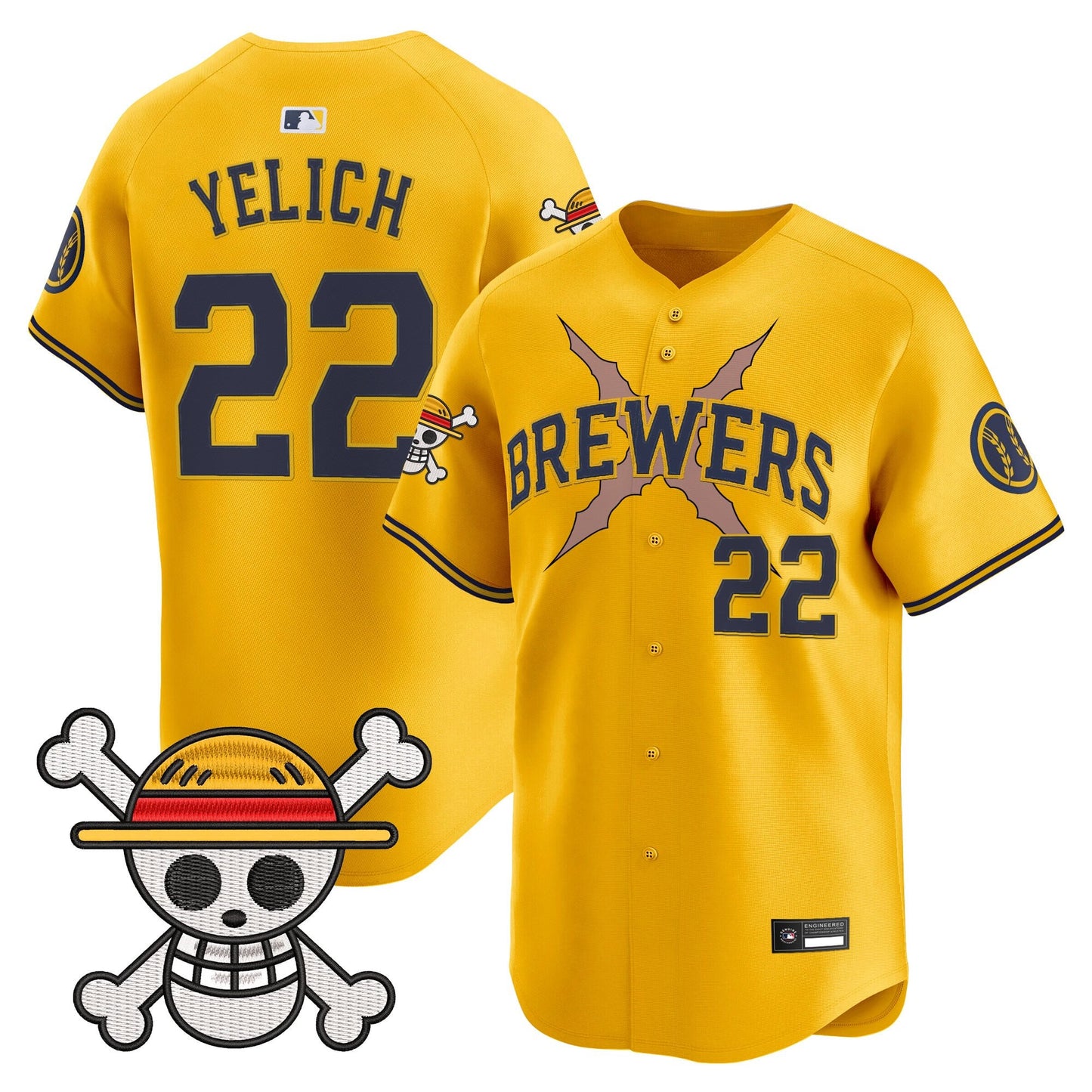 Milwaukee Brewers x One Piece Vapor Premier Limited Jersey - Stitched