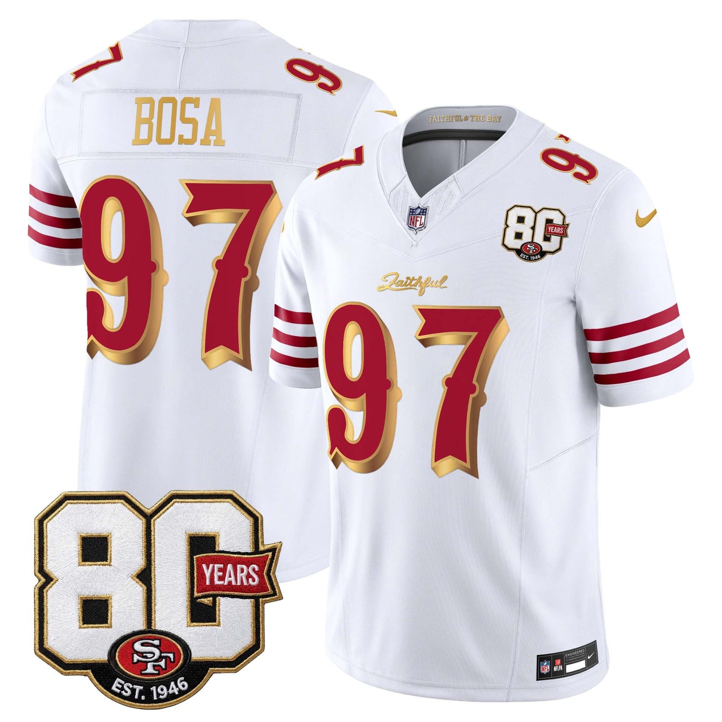  San Francisco 49ers 80th Anniversary Patch Vapor Limited Jersey - Rivalries Edition - Stitched