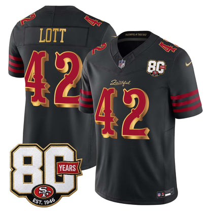  San Francisco 49ers 80th Anniversary Patch Vapor Limited Jersey - Rivalries Edition - Stitched