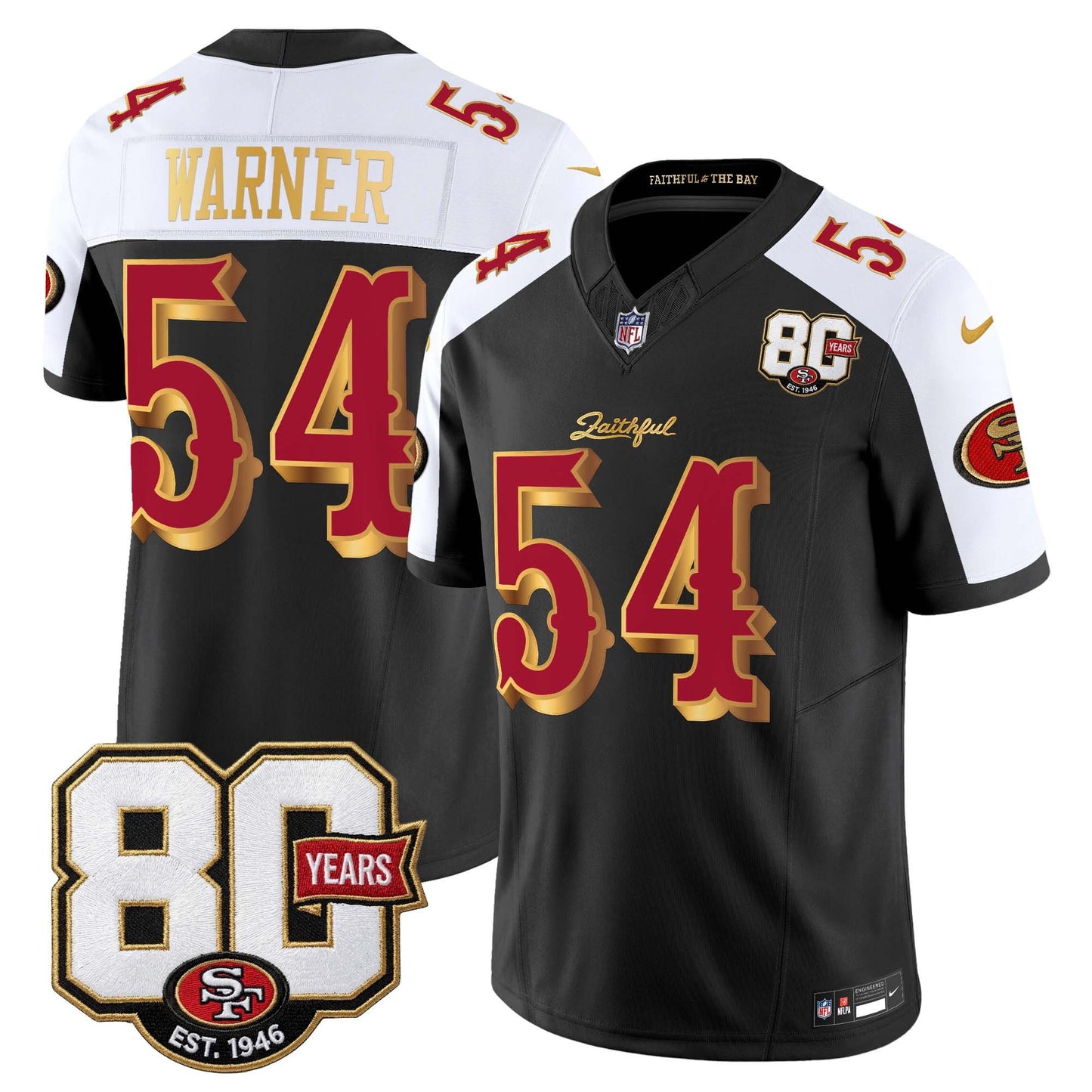  San Francisco 49ers 80th Anniversary Patch Vapor Limited Jersey - Rivalries Edition - Stitched