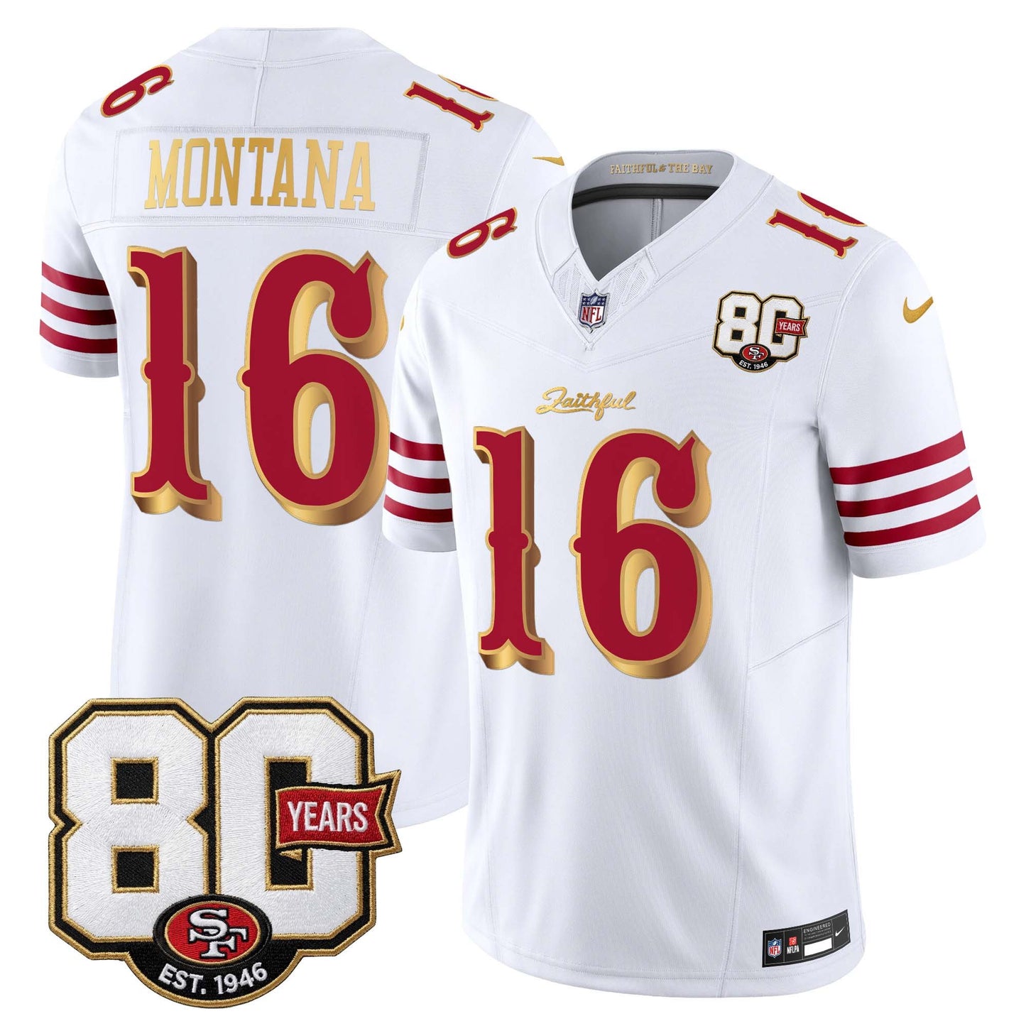  San Francisco 49ers 80th Anniversary Patch Vapor Limited Jersey - Rivalries Edition - Stitched