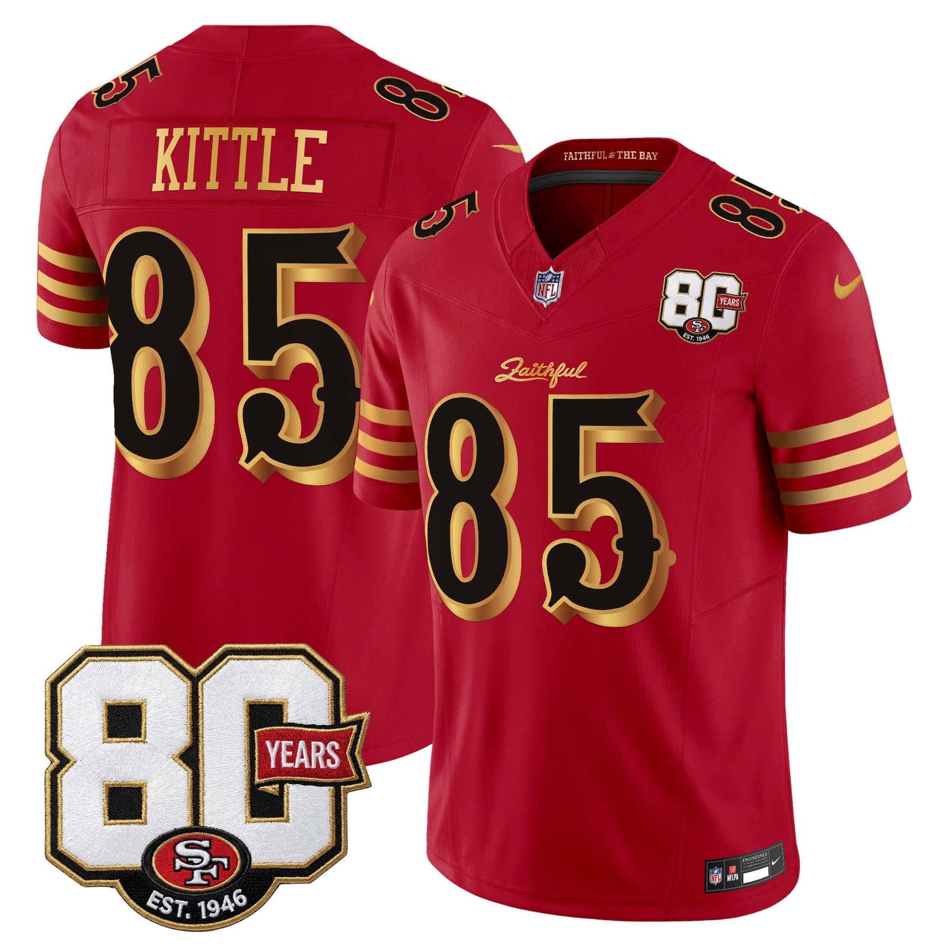  San Francisco 49ers 80th Anniversary Patch Vapor Limited Jersey - Rivalries Edition - Stitched