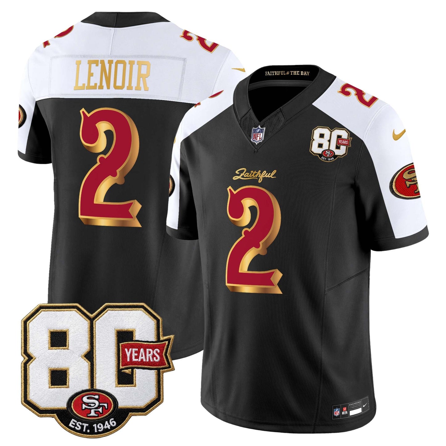  San Francisco 49ers 80th Anniversary Patch Vapor Limited Jersey - Rivalries Edition - Stitched