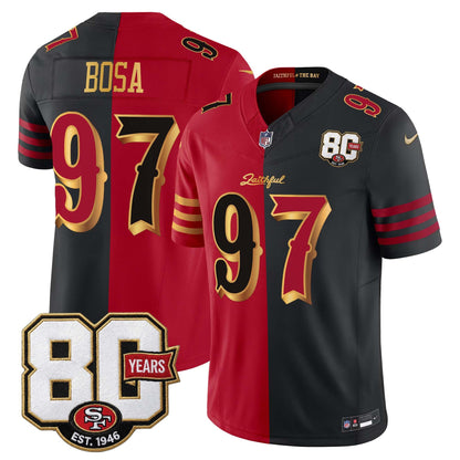  San Francisco 49ers 80th Anniversary Patch Vapor Limited Jersey - Rivalries Edition - Stitched