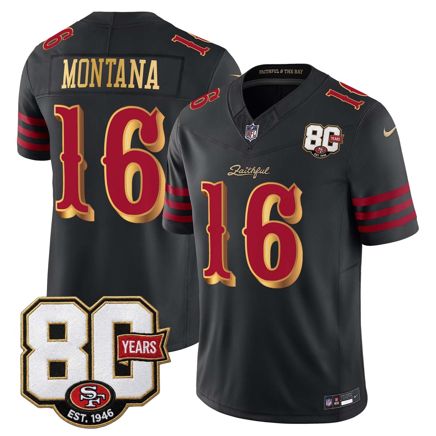  San Francisco 49ers 80th Anniversary Patch Vapor Limited Jersey - Rivalries Edition - Stitched
