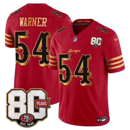 San Francisco 49ers 80th Anniversary Patch Vapor Limited Jersey - Rivalries Edition - Stitched