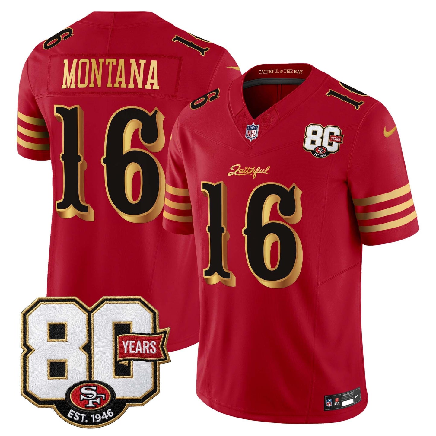  San Francisco 49ers 80th Anniversary Patch Vapor Limited Jersey - Rivalries Edition - Stitched
