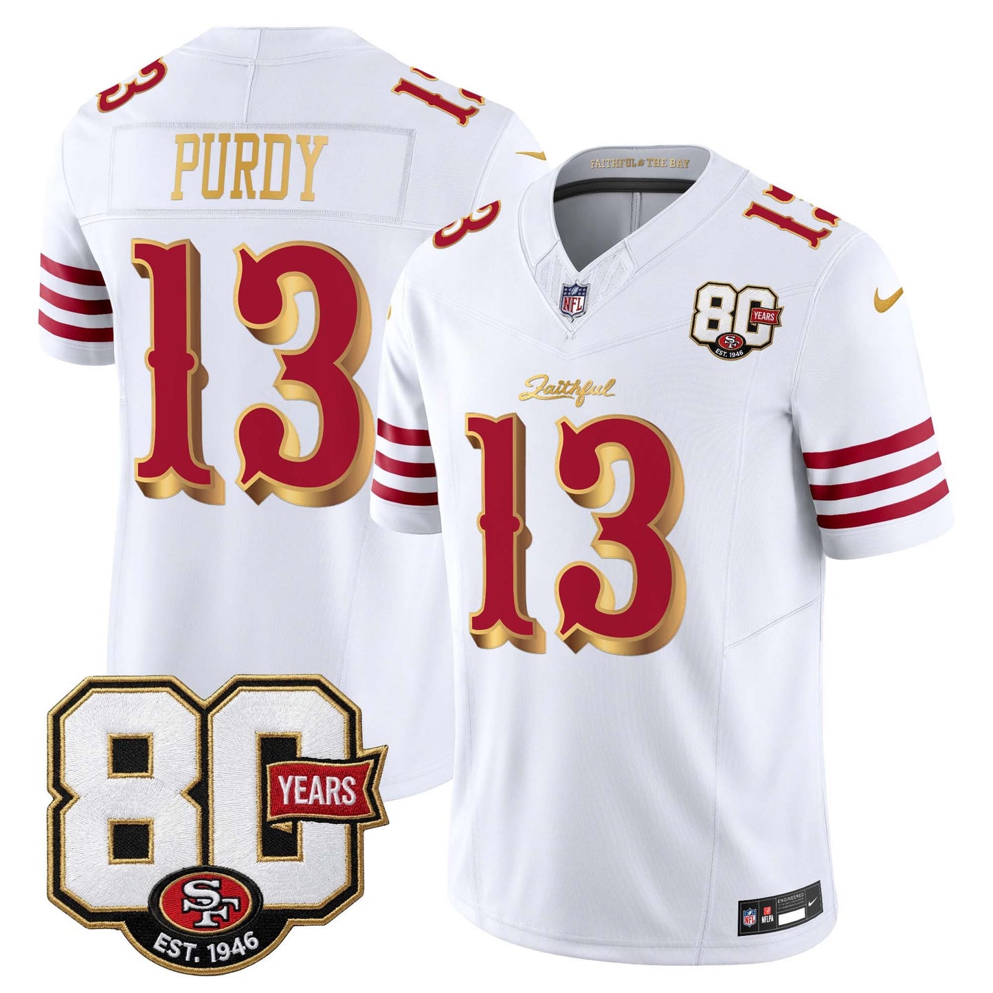  San Francisco 49ers 80th Anniversary Patch Vapor Limited Jersey - Rivalries Edition - Stitched