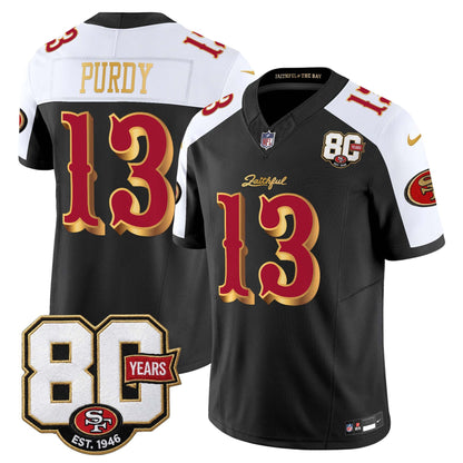  San Francisco 49ers 80th Anniversary Patch Vapor Limited Jersey - Rivalries Edition - Stitched