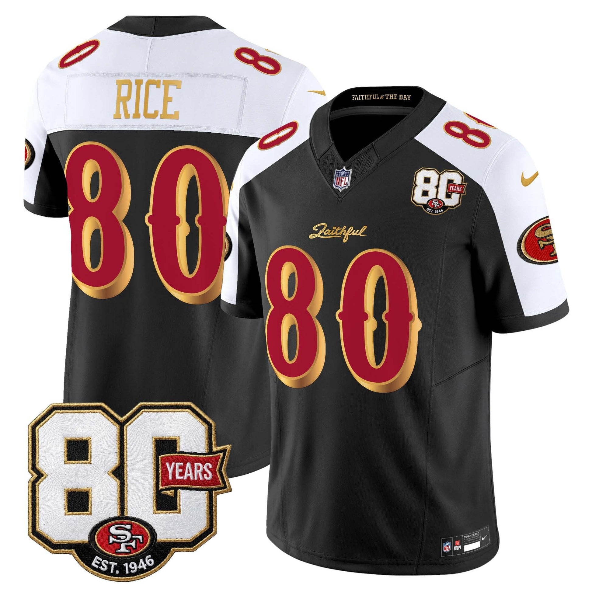  San Francisco 49ers 80th Anniversary Patch Vapor Limited Jersey - Rivalries Edition - Stitched