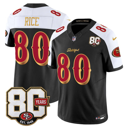  San Francisco 49ers 80th Anniversary Patch Vapor Limited Jersey - Rivalries Edition - Stitched