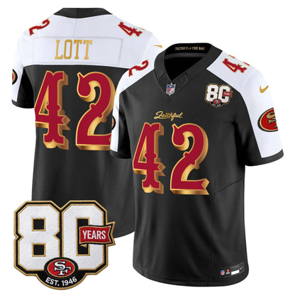  San Francisco 49ers 80th Anniversary Patch Vapor Limited Jersey - Rivalries Edition - Stitched