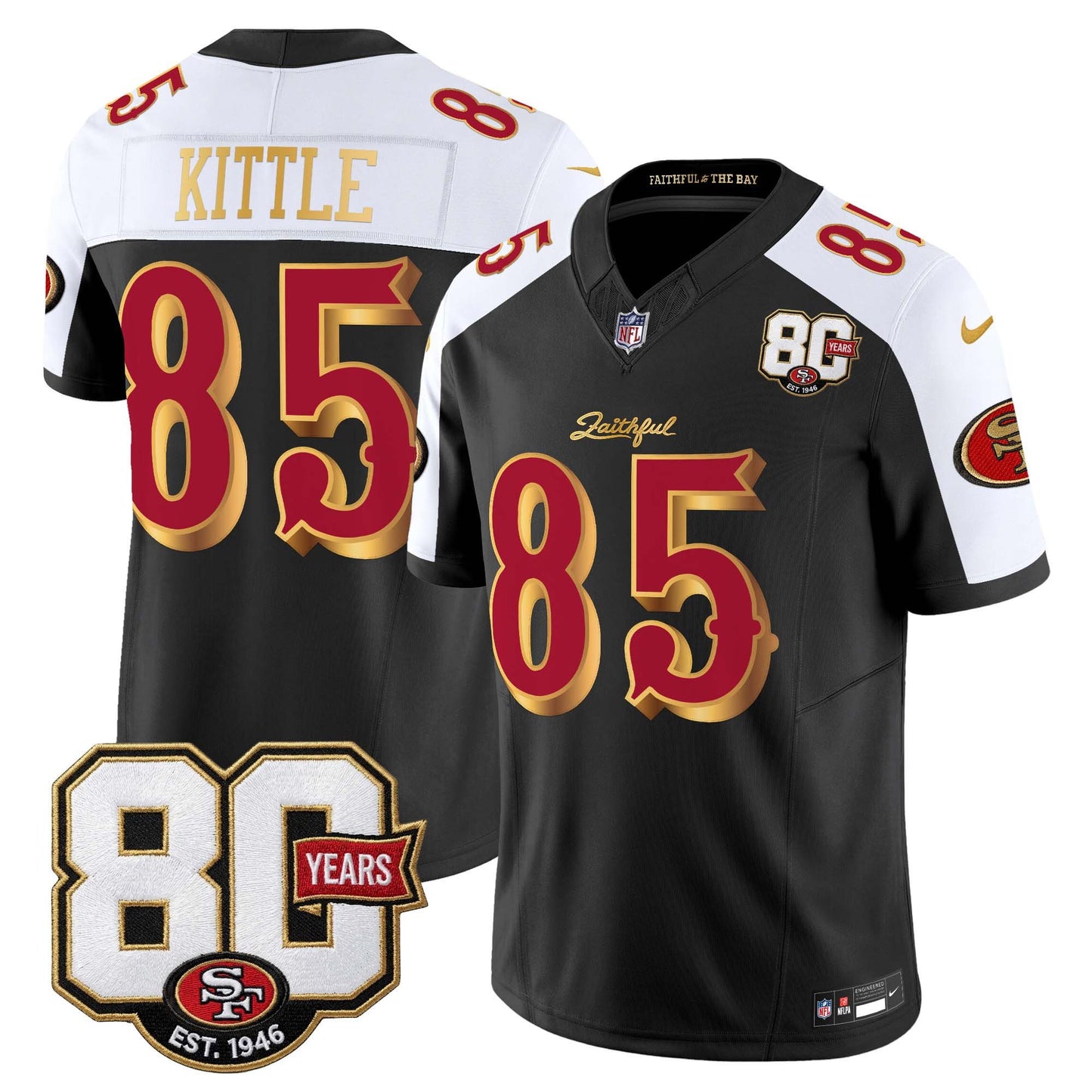  San Francisco 49ers 80th Anniversary Patch Vapor Limited Jersey - Rivalries Edition - Stitched