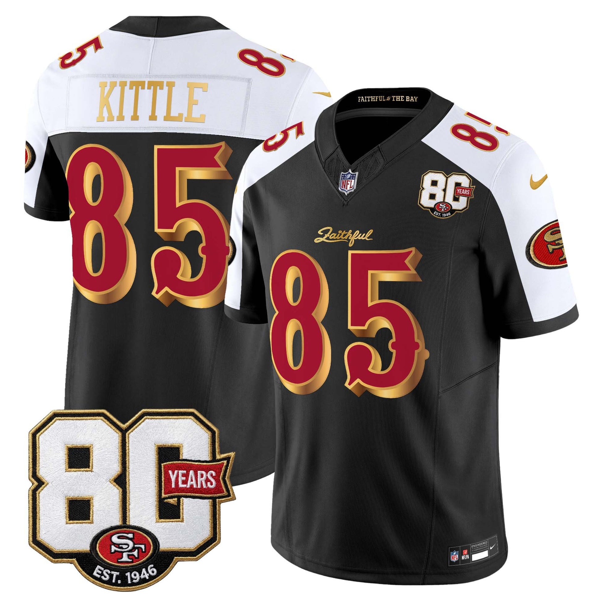  San Francisco 49ers 80th Anniversary Patch Vapor Limited Jersey - Rivalries Edition - Stitched