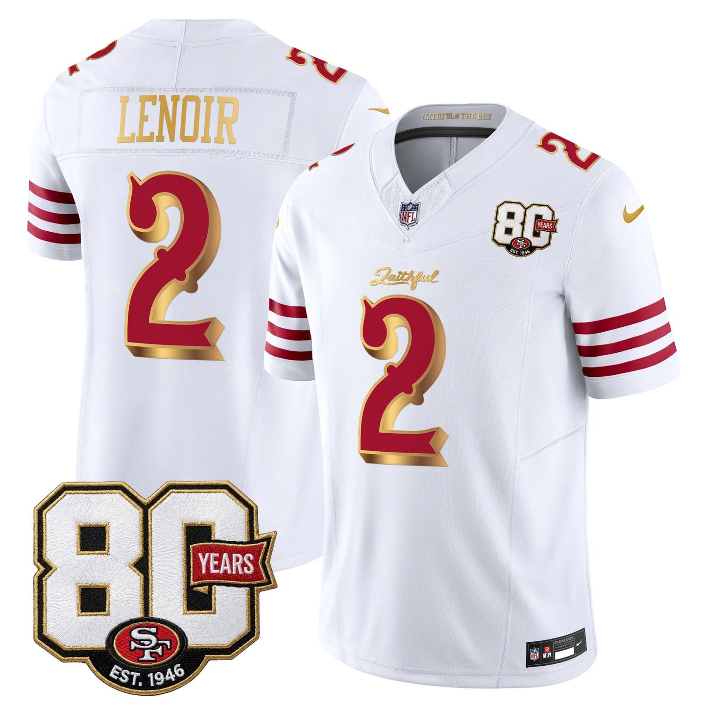  San Francisco 49ers 80th Anniversary Patch Vapor Limited Jersey - Rivalries Edition - Stitched