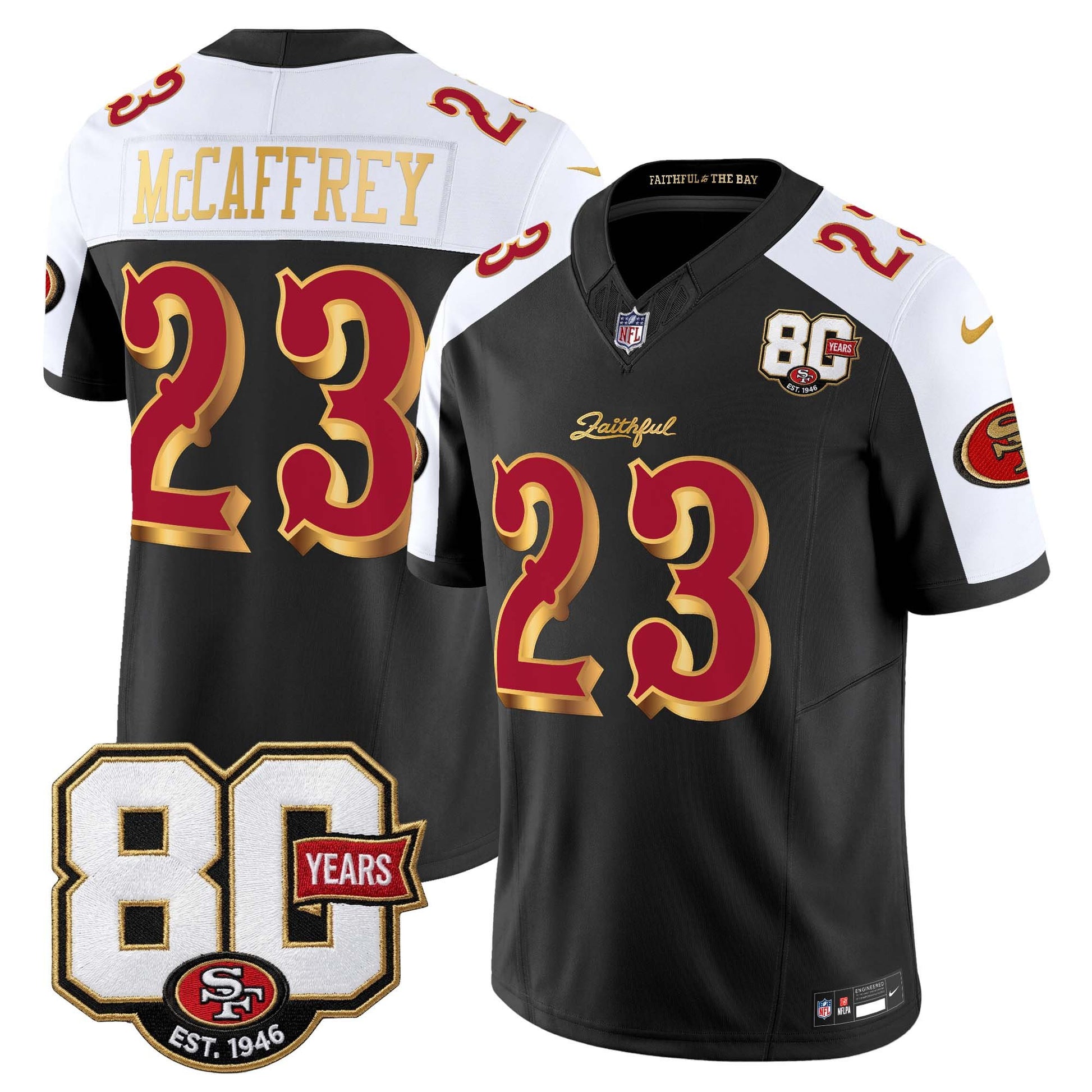  San Francisco 49ers 80th Anniversary Patch Vapor Limited Jersey - Rivalries Edition - Stitched