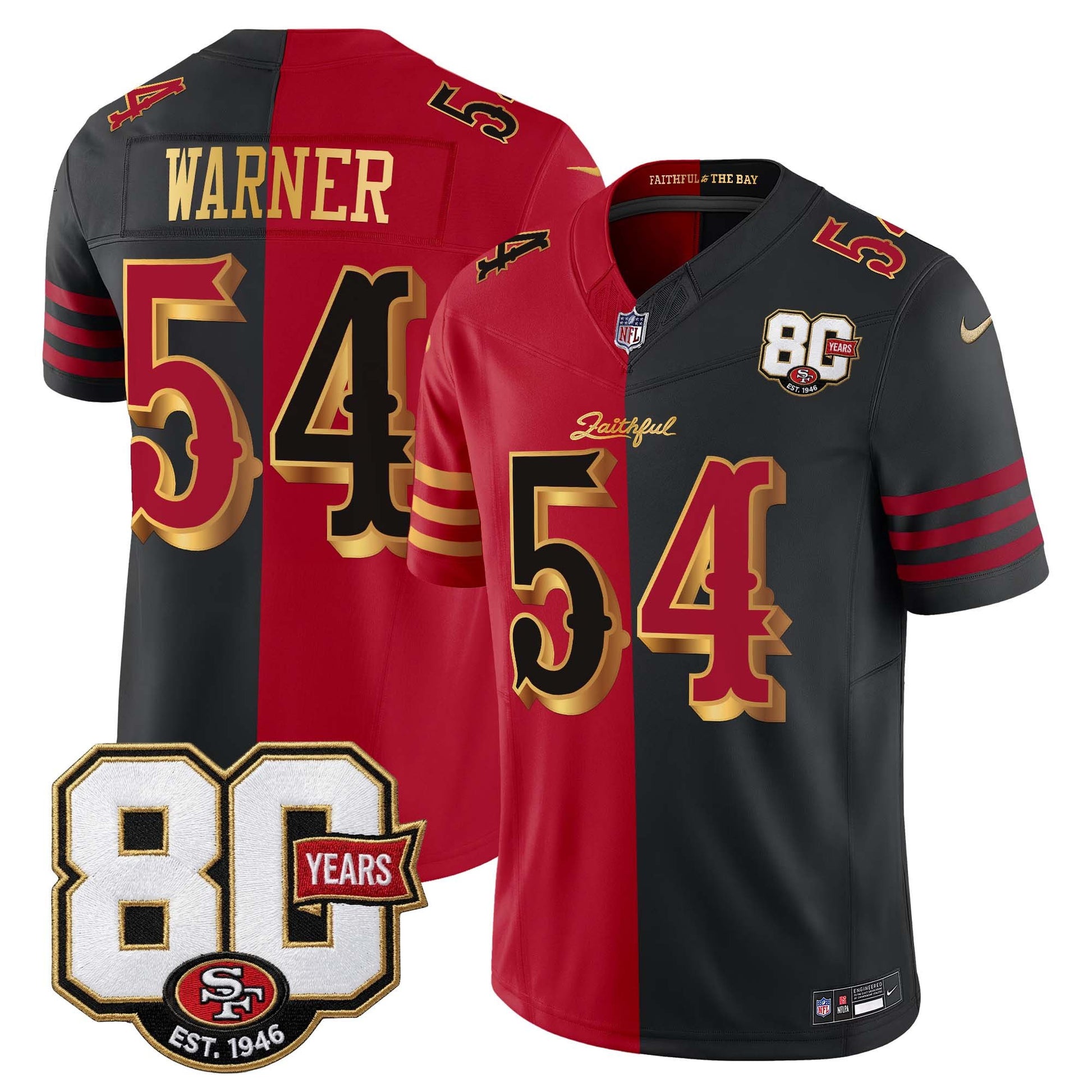  San Francisco 49ers 80th Anniversary Patch Vapor Limited Jersey - Rivalries Edition - Stitched