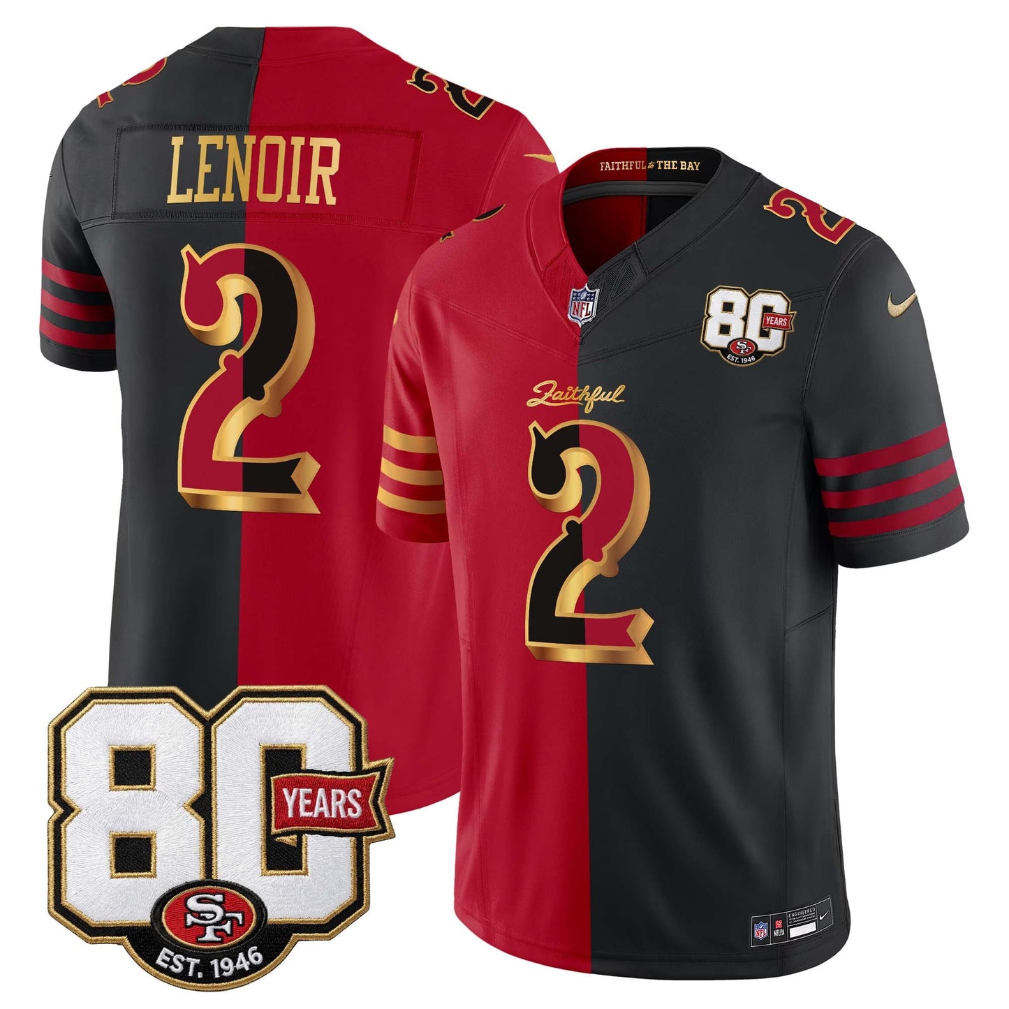  San Francisco 49ers 80th Anniversary Patch Vapor Limited Jersey - Rivalries Edition - Stitched