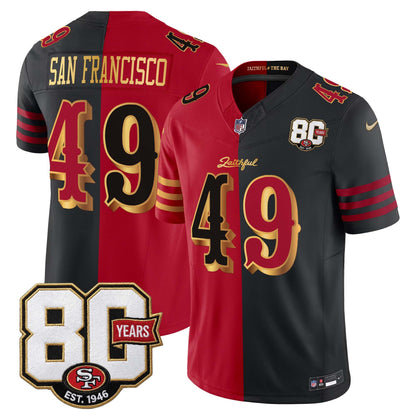  San Francisco 49ers 80th Anniversary Patch Vapor Limited Jersey - Rivalries Edition - Stitched