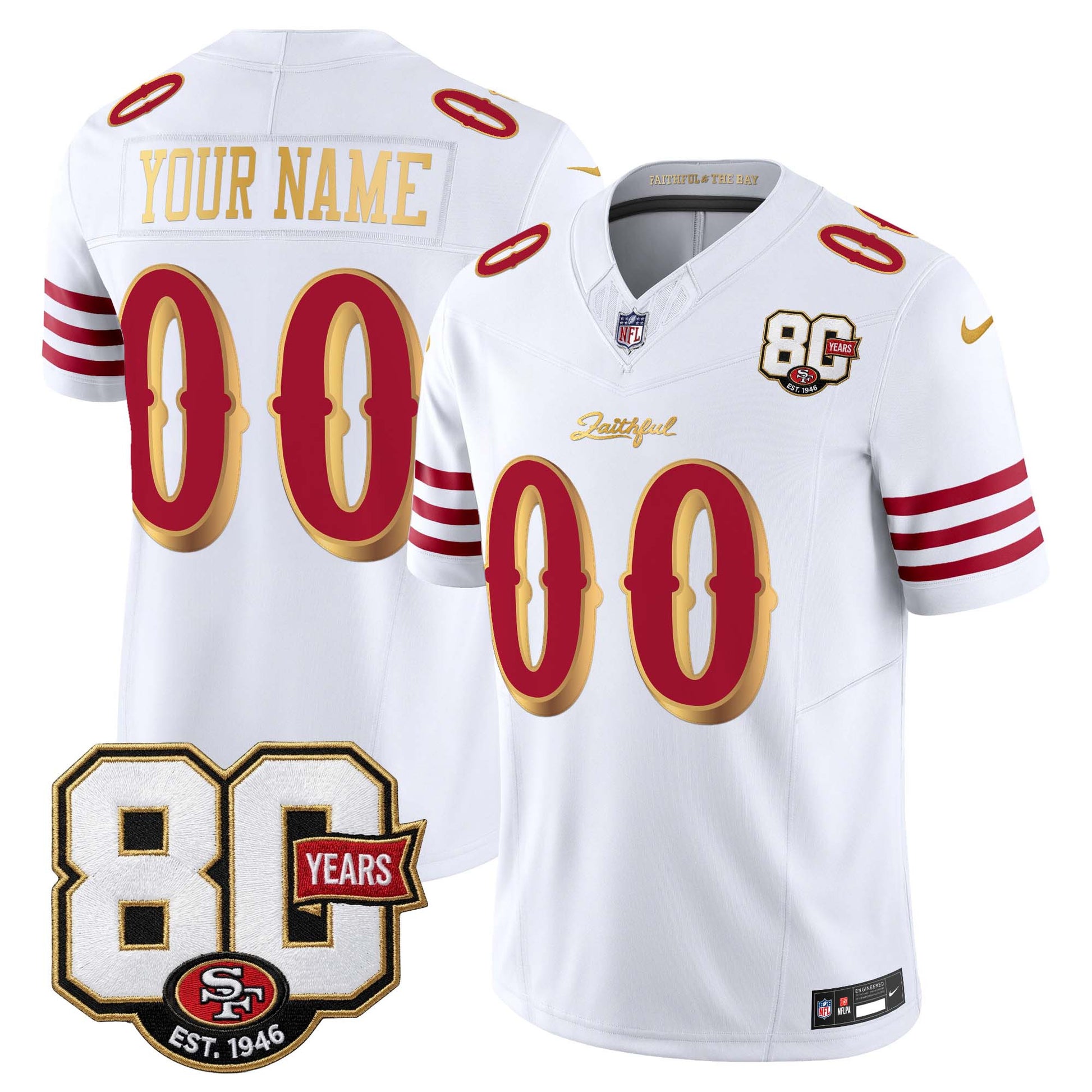 San Francisco 49ers 80th Anniversary Patch Vapor Limited Custom Jersey - Rivalries Edition - Stitched