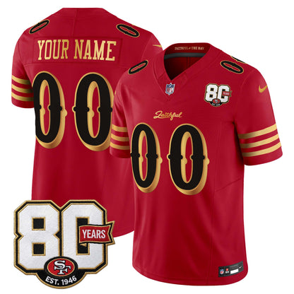 San Francisco 49ers 80th Anniversary Patch Vapor Limited Custom Jersey - Rivalries Edition - Stitched