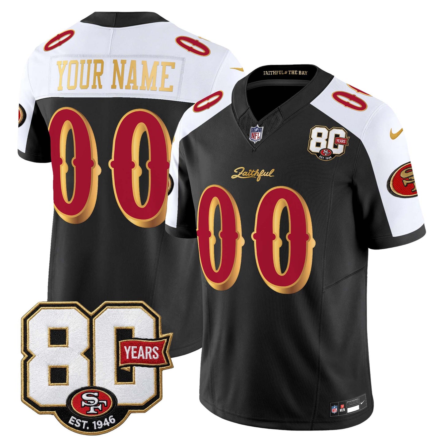 San Francisco 49ers 80th Anniversary Patch Vapor Limited Custom Jersey - Rivalries Edition - Stitched