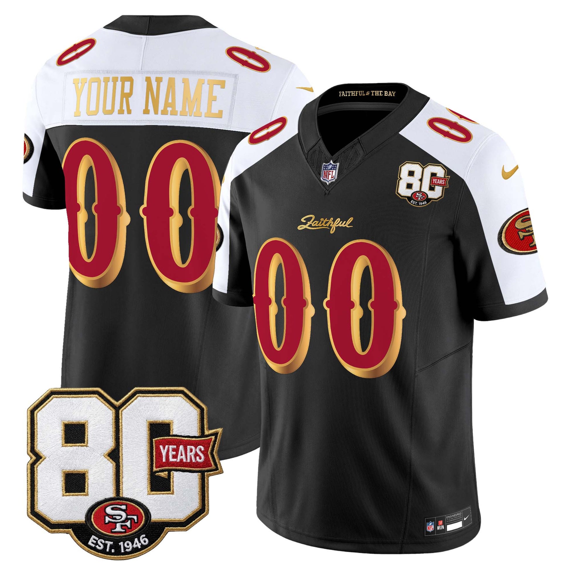 San Francisco 49ers 80th Anniversary Patch Vapor Limited Custom Jersey - Rivalries Edition - Stitched