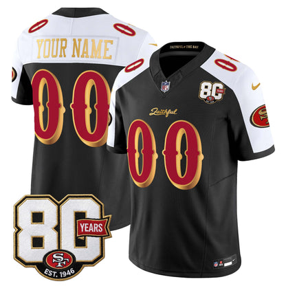 San Francisco 49ers 80th Anniversary Patch Vapor Limited Custom Jersey - Rivalries Edition - Stitched
