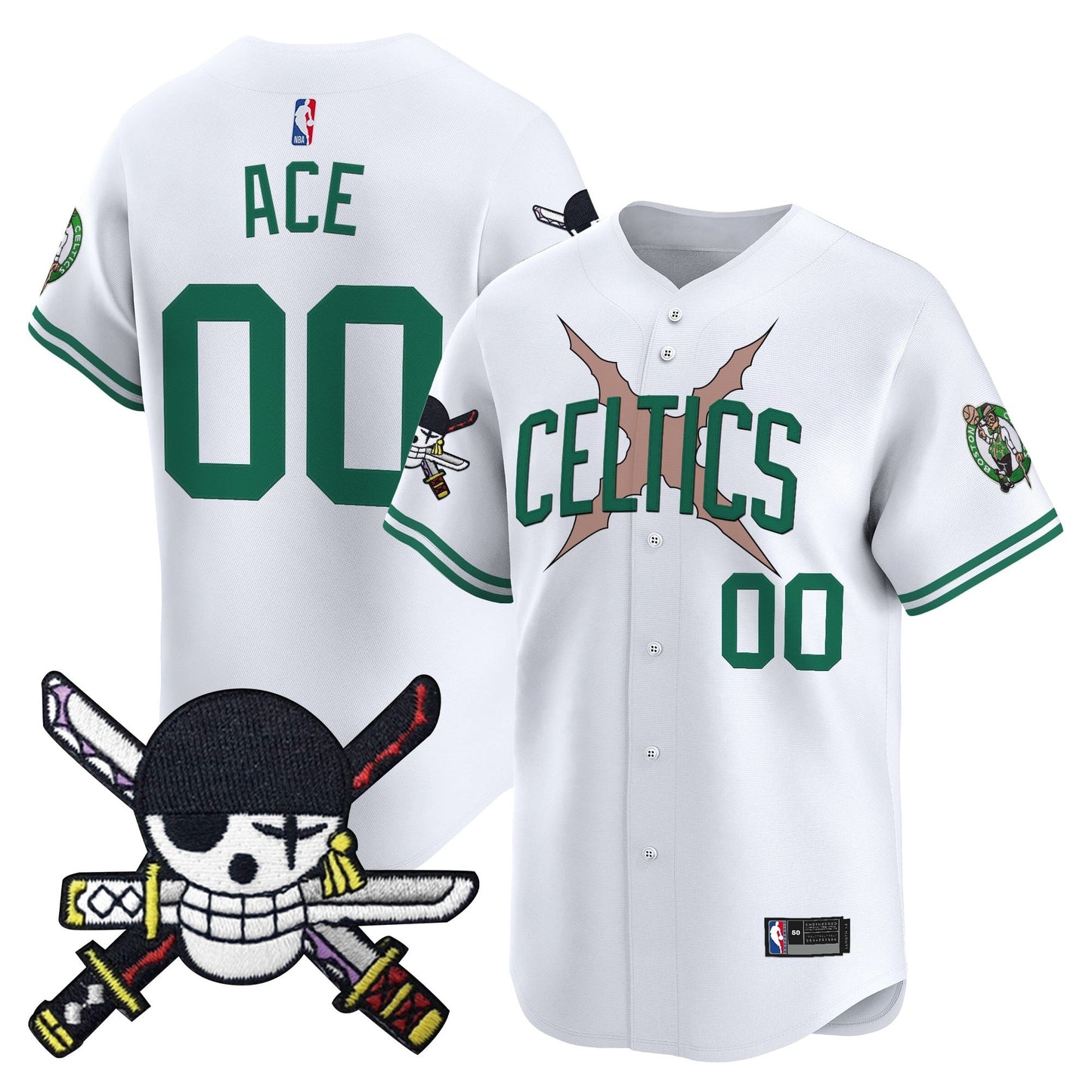 Boston Celtics x  OP Patch Vapor Baseball Jersey - Zoro Edition - Stitched