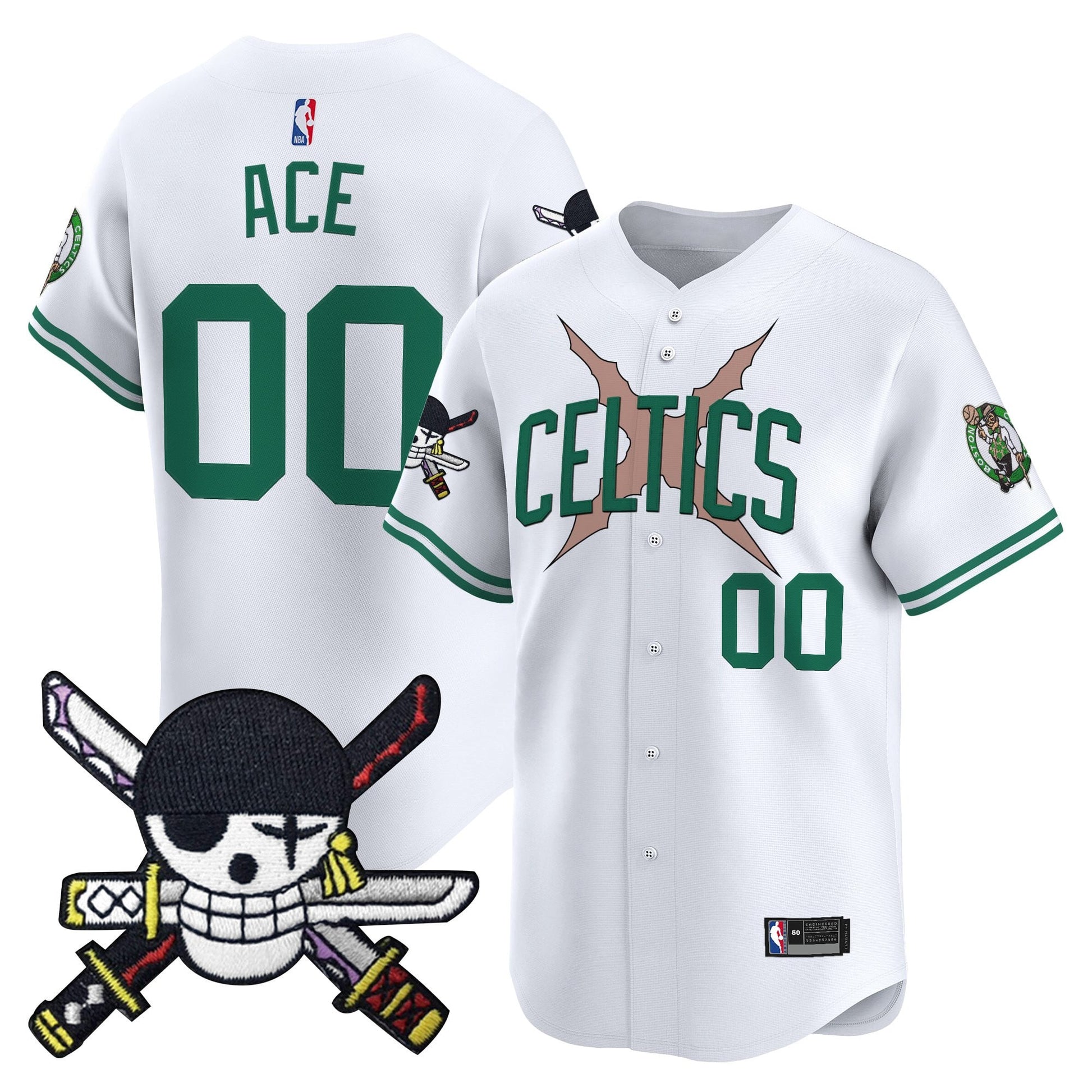 Boston Celtics x  OP Patch Vapor Baseball Jersey - Zoro Edition - Stitched