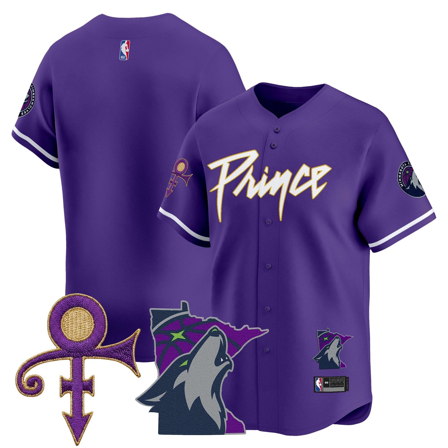 Minnesota Timberwolves Prince Patch Vapor Baseball Jersey - All Stitched