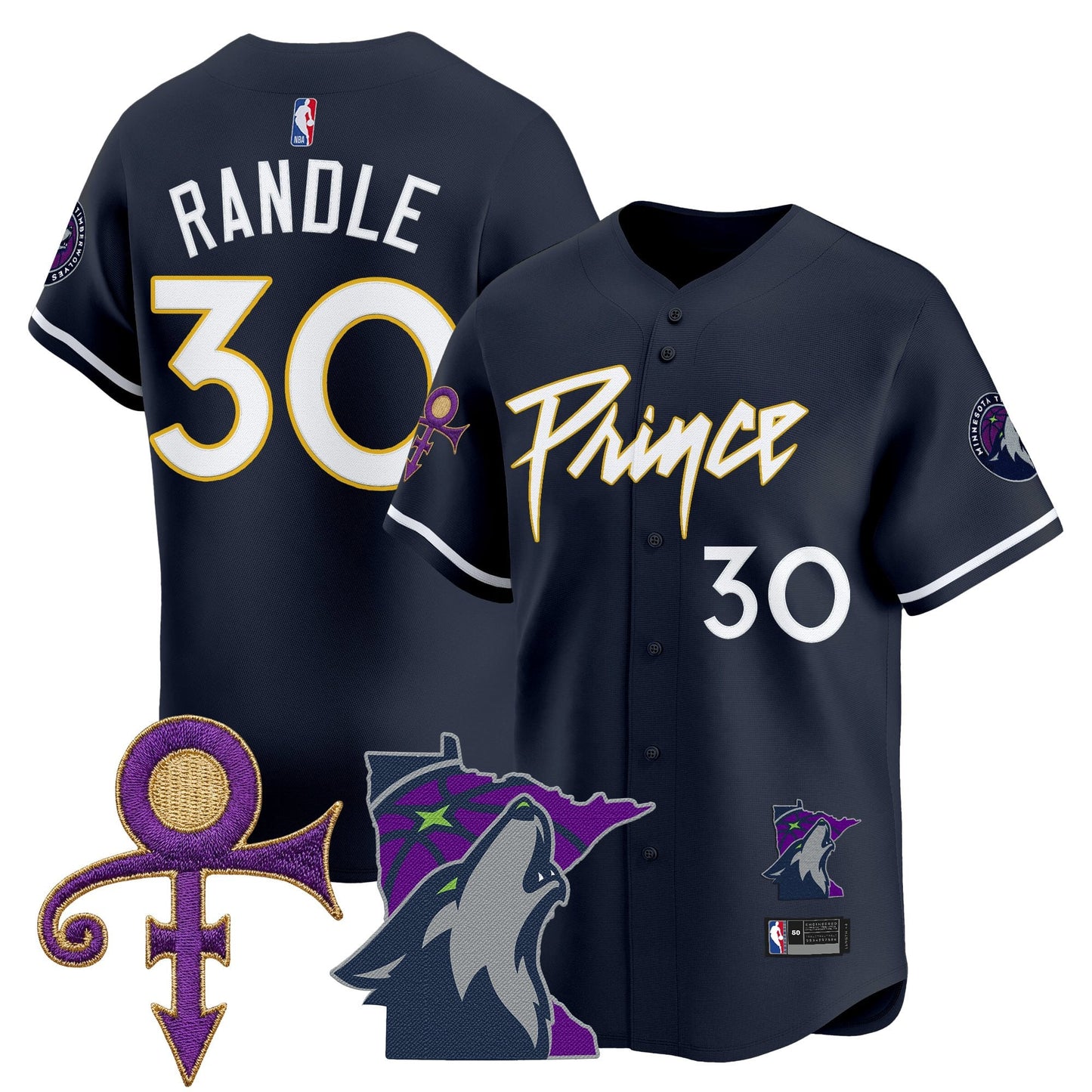 Minnesota Timberwolves Prince Patch Vapor Baseball Jersey - All Stitched
