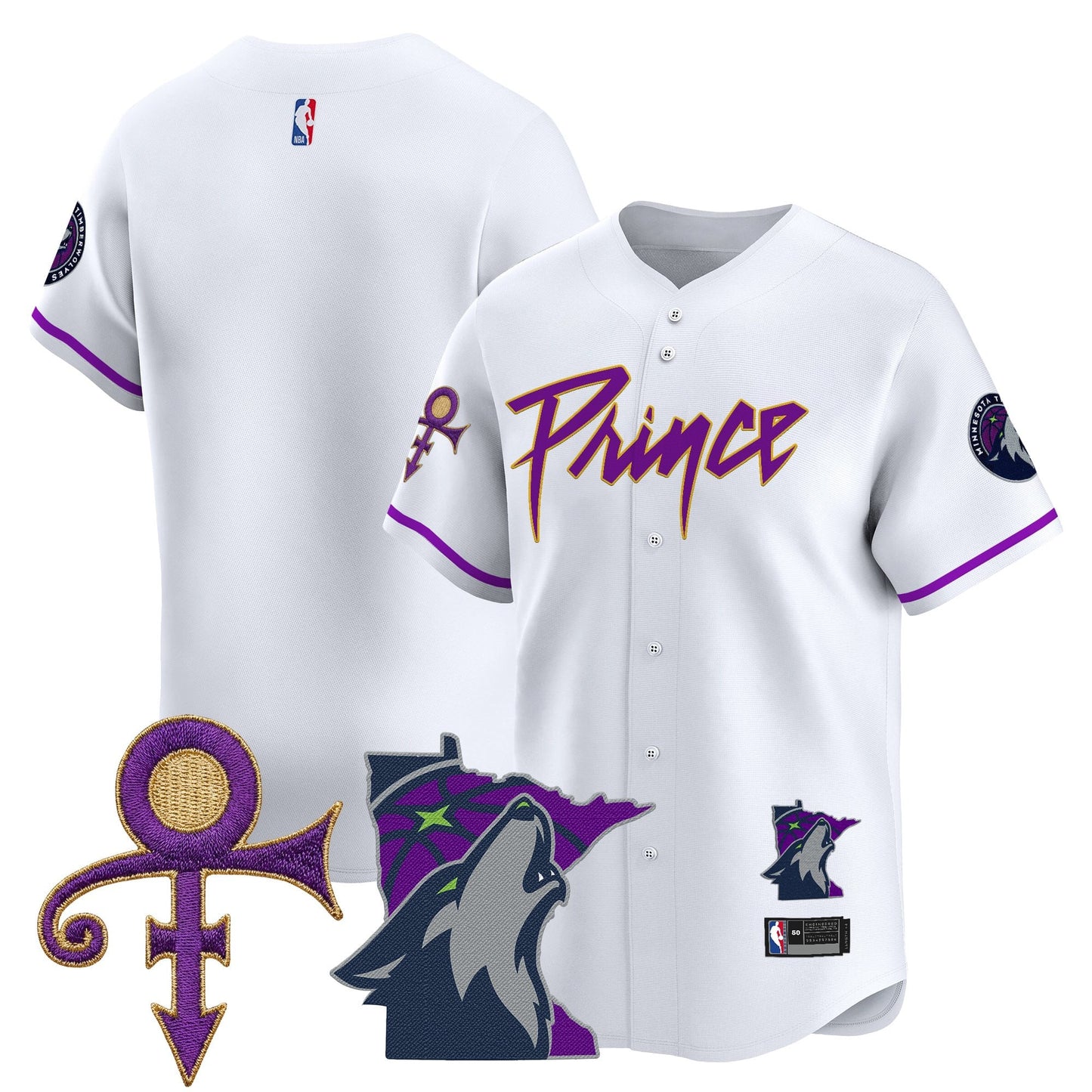 Minnesota Timberwolves Prince Patch Vapor Baseball Jersey - All Stitched