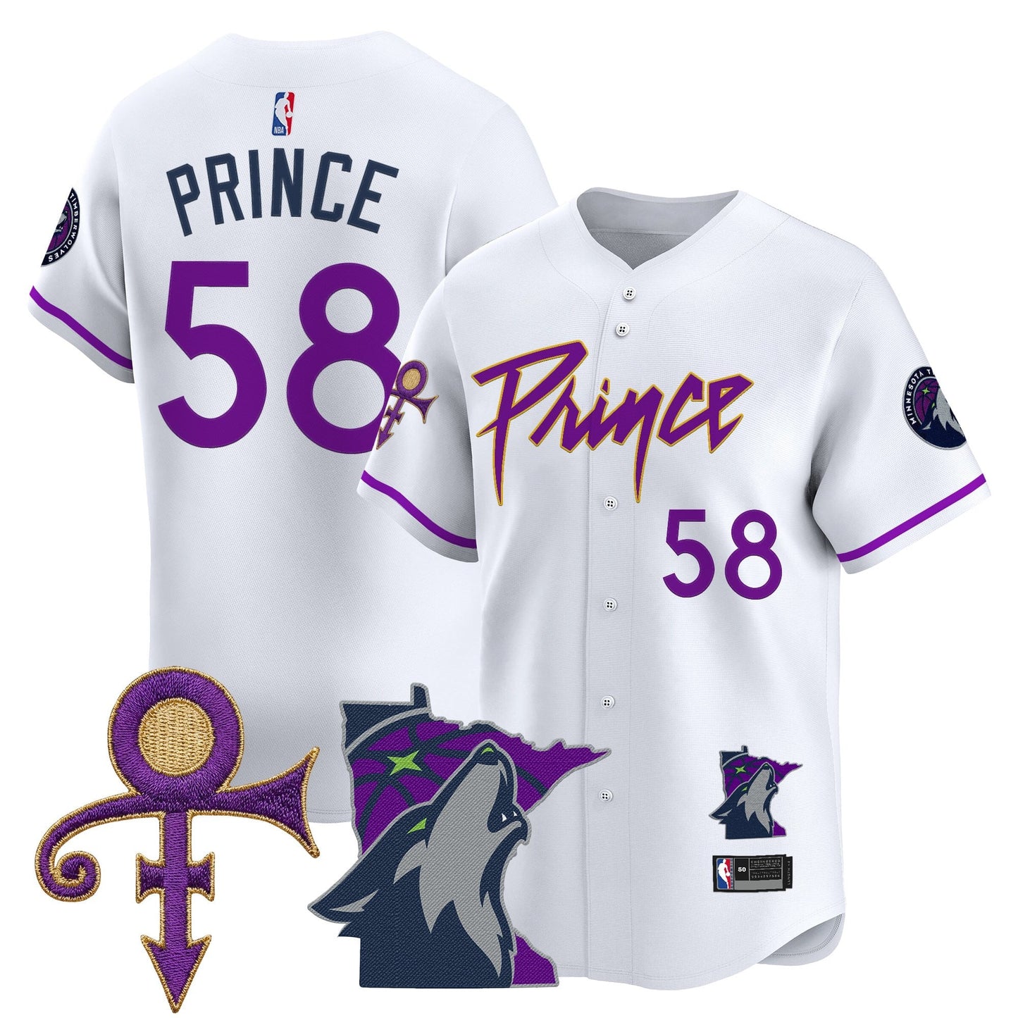 Minnesota Timberwolves Prince Patch Vapor Baseball Jersey - All Stitched